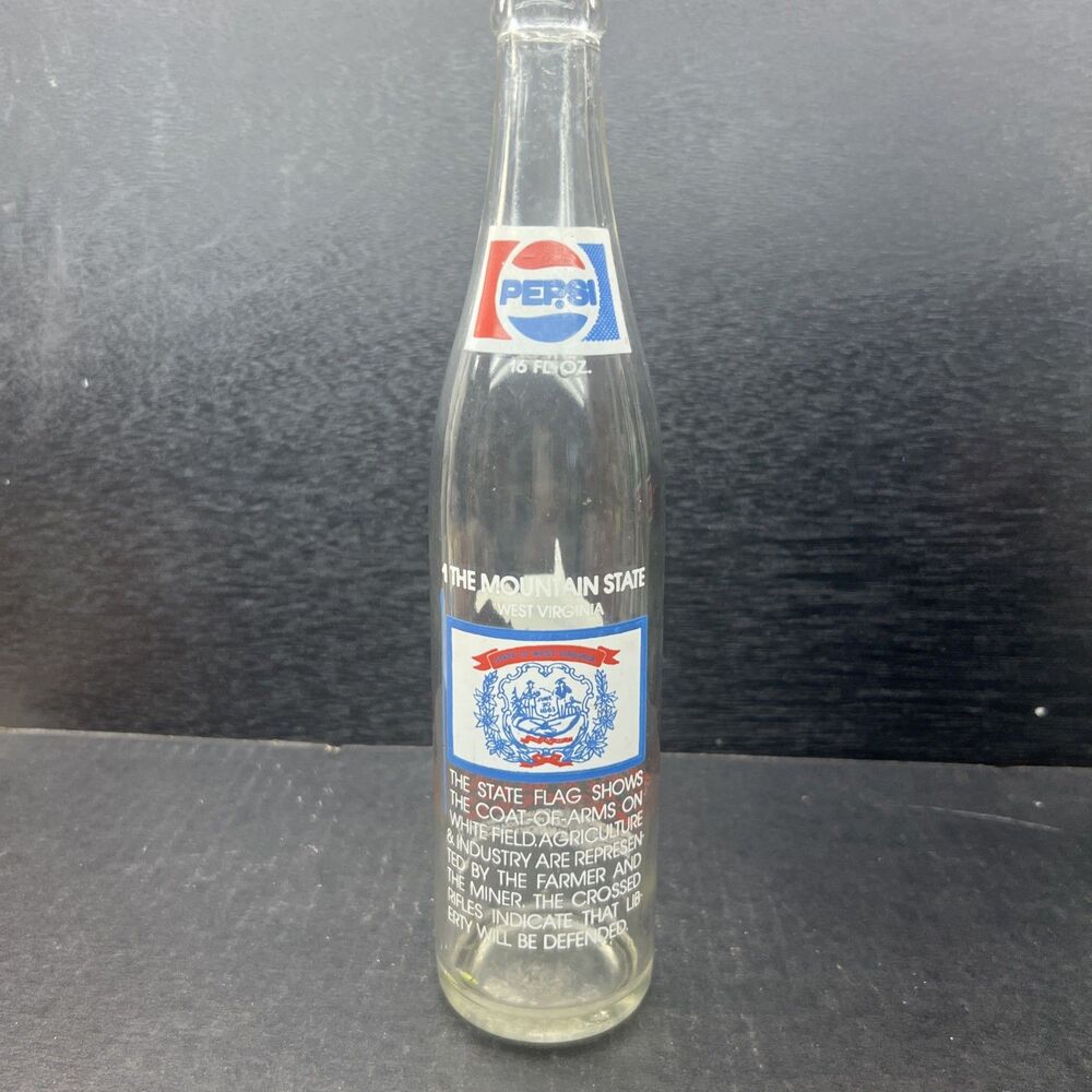 Vintage Pepsi Cola ~West Virginia /The Mountain State~ 16 fl oz 1 Pint Bottle